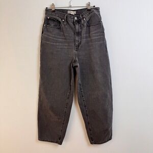 Madewell Darted Tapered Barrel Jeans Womens 27 Gray High Rise Leg Ankle Indie